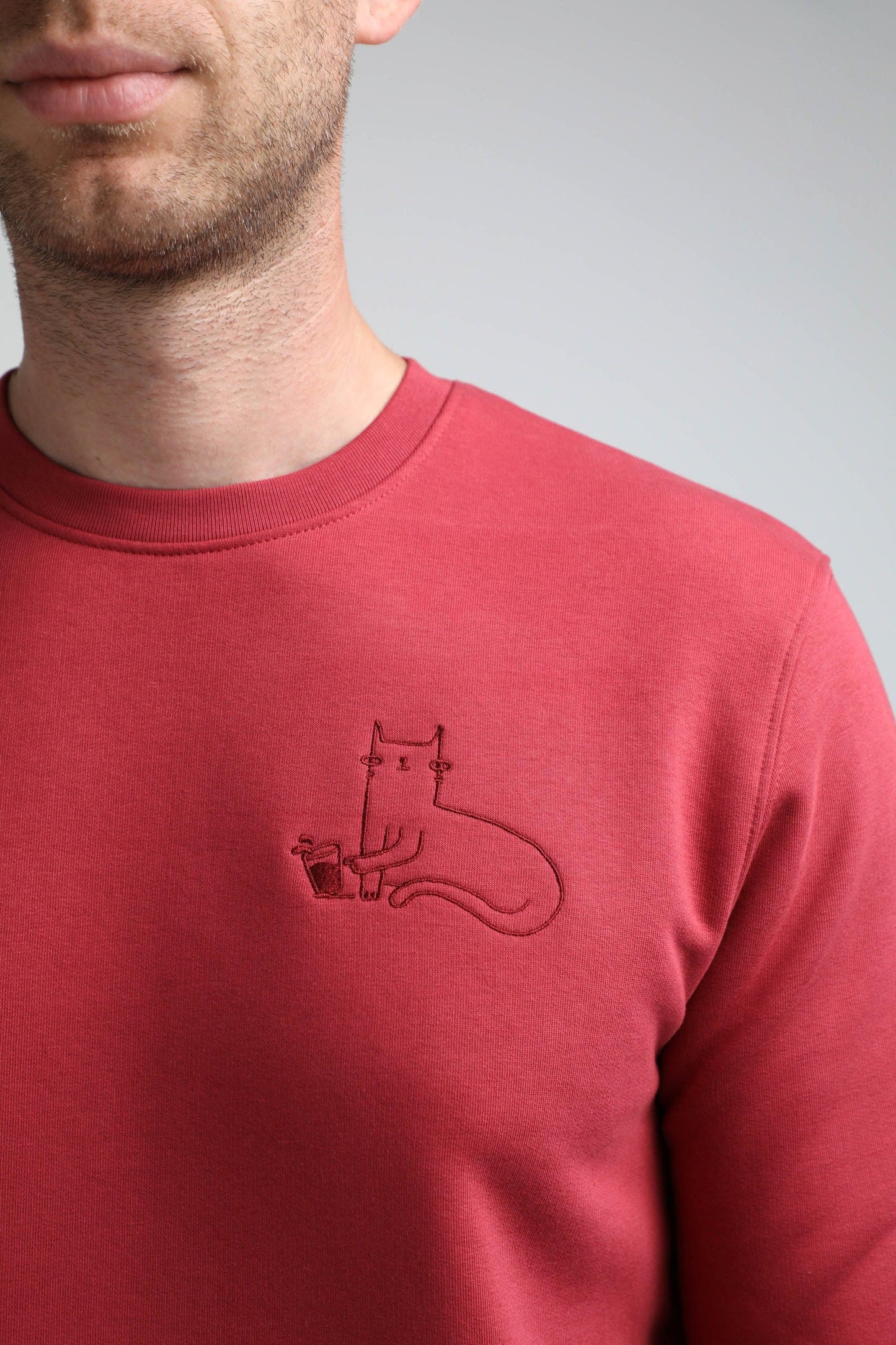 S available only | Cat | Crew neck sweatshirt with embroidered cat. Regular fit | Unisex - premium dog goods handmade in Europe by animalistus