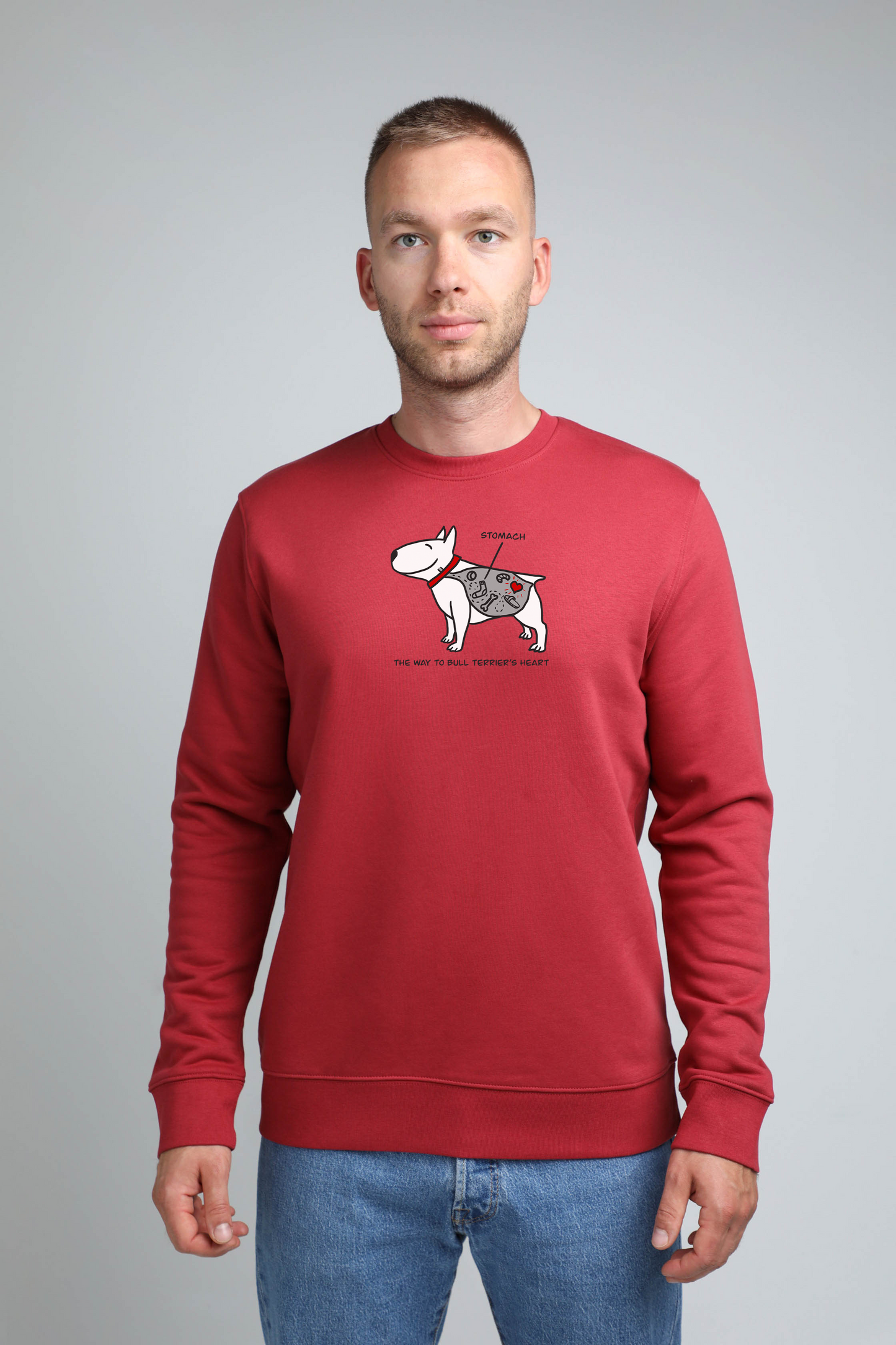 Hungry dog | Crew neck sweatshirt with dog. Regular fit | Unisex - premium dog goods handmade in Europe by animalistus