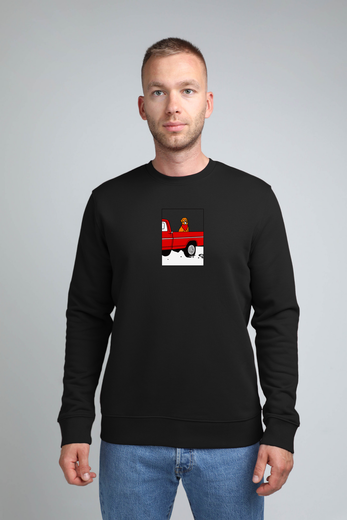 Pickup truck dog | Crew neck sweatshirt with dog. Regular fit | Unisex - premium dog goods handmade in Europe by animalistus