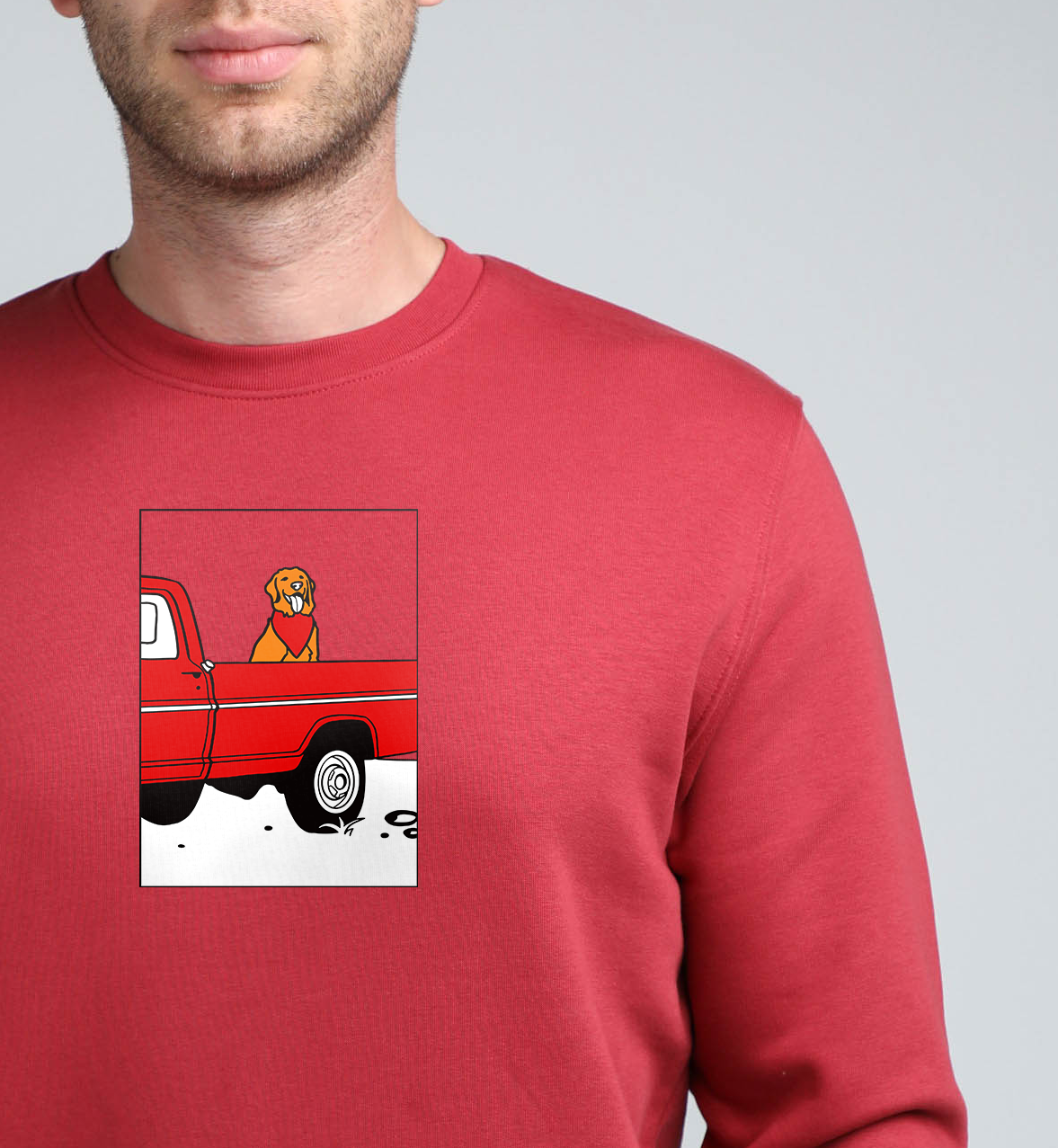 Pickup truck dog | Crew neck sweatshirt with dog. Regular fit | Unisex - premium dog goods handmade in Europe by animalistus