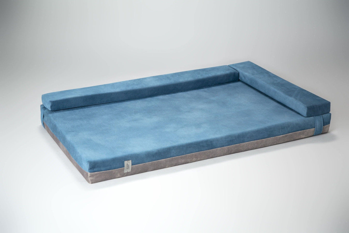 Transformer dog bed | Extra comfort & support | 2-sided | SAPPHIRE BLUE+FOG GREY - premium dog goods handmade in Europe by animalistus