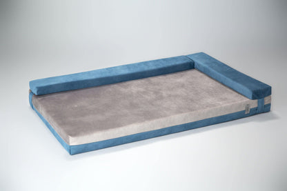 Transformer dog bed | Extra comfort & support | 2-sided | SAPPHIRE BLUE+FOG GREY - premium dog goods handmade in Europe by animalistus