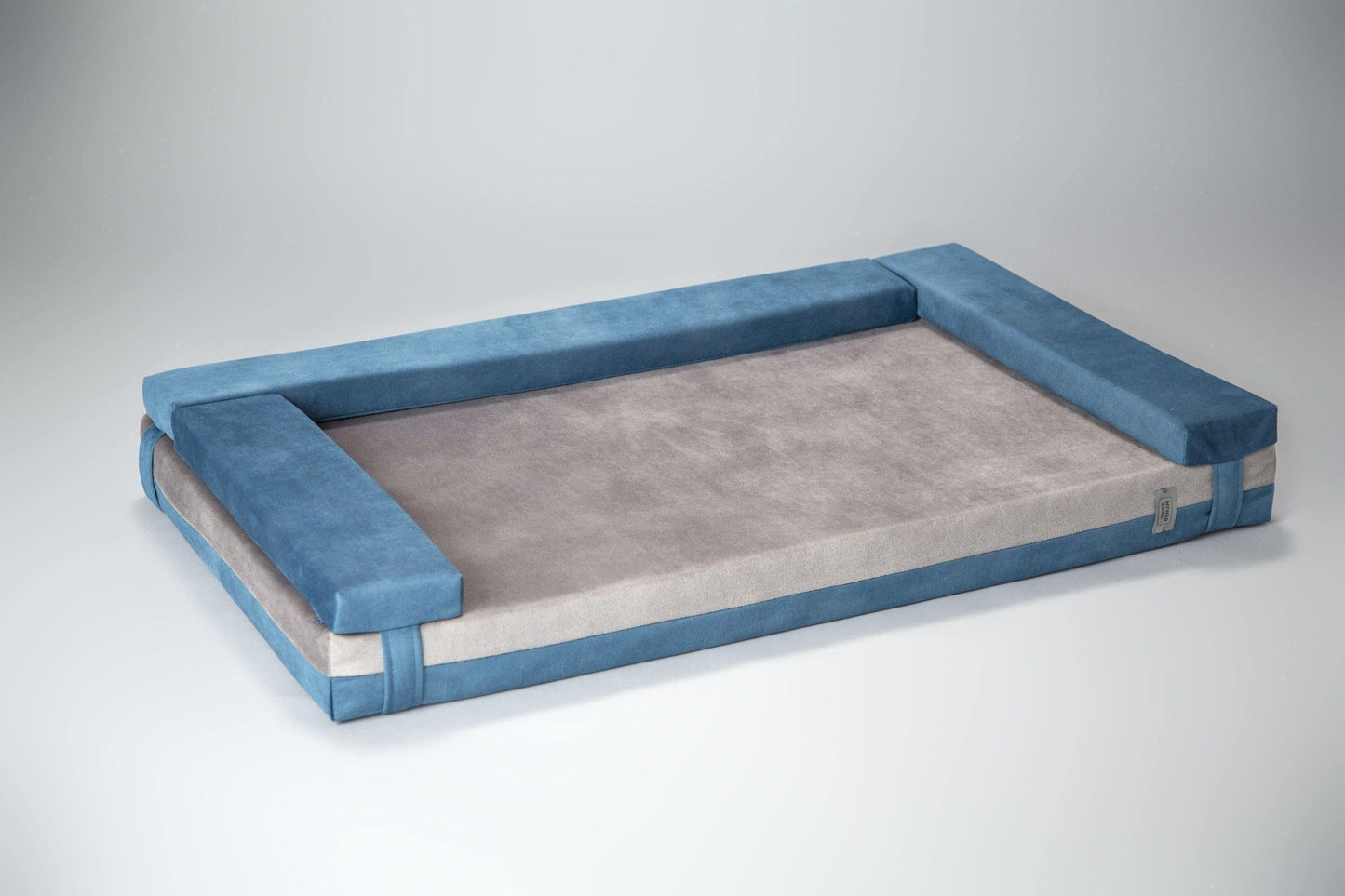 Transformer dog bed | Extra comfort & support | 2-sided | SAPPHIRE BLUE+FOG GREY - premium dog goods handmade in Europe by animalistus