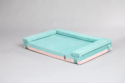 Transformer dog bed | Extra comfort & support | 2-sided | MINT GREEN+FLAMINGO PINK - premium dog goods handmade in Europe by animalistus