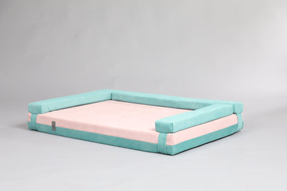 Transformer dog bed | Extra comfort & support | 2-sided | MINT GREEN+FLAMINGO PINK - premium dog goods handmade in Europe by animalistus