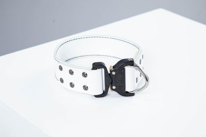 White leather dog collar with COBRA® buckle - premium dog goods handmade in Europe by animalistus